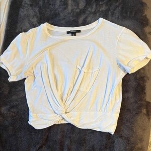 Forever 21 White Twist Front Crop Top